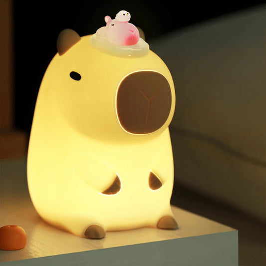 Djin Capybara Squishy Silicone LED Night Light - Perfect Gift for Kids and Girls